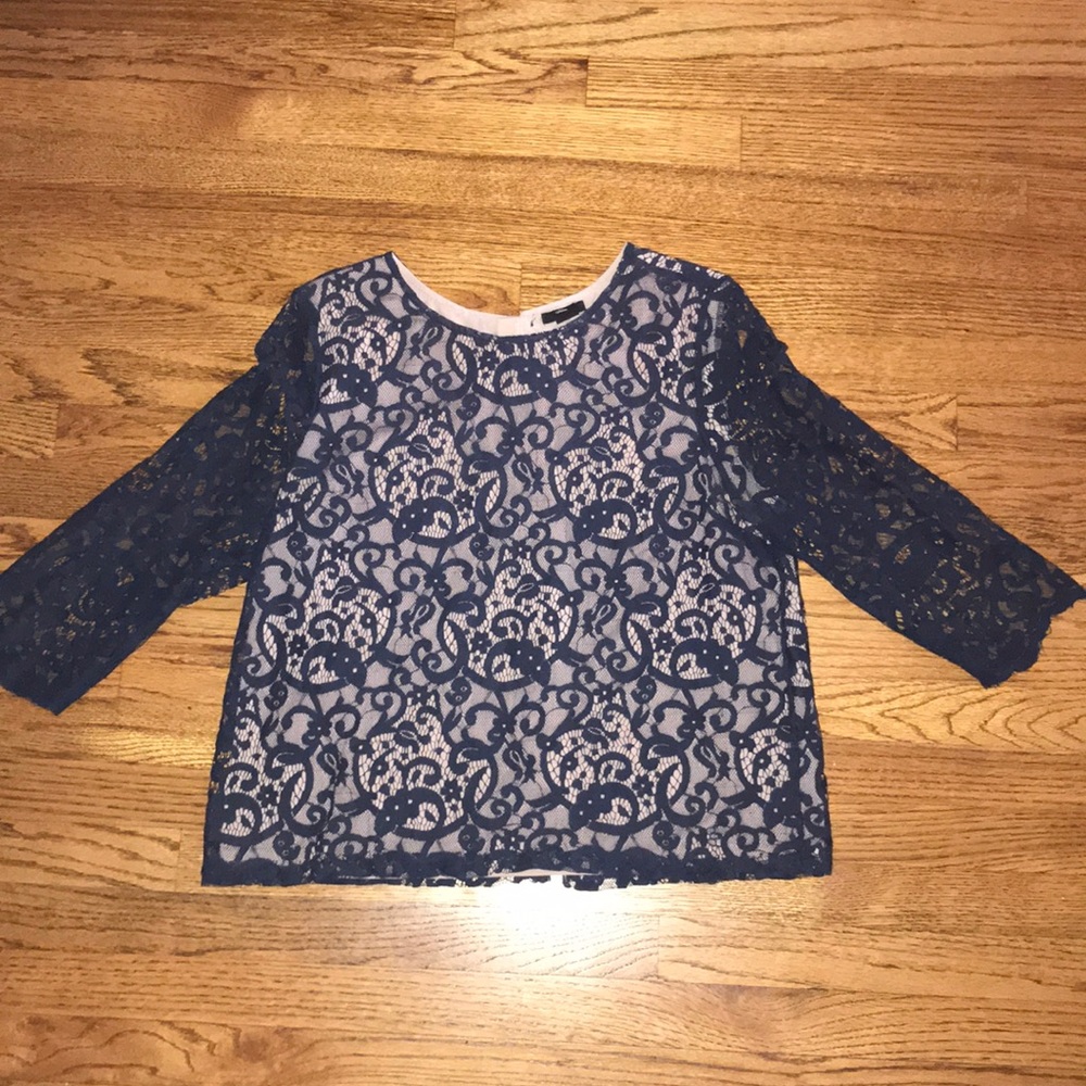 Blue lace blouse